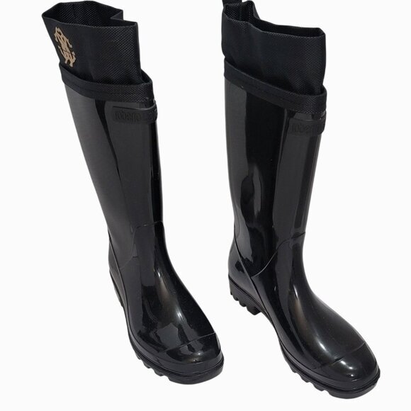 Roberto Cavalli Boots Black Rubber Rain 35 - Picture 9 of 12